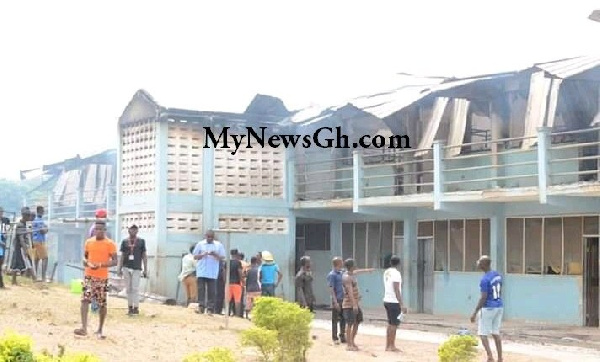 The dormitory block razed down by the fire