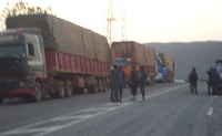 Police inspecting the vehicles