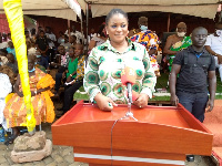 Nana Ama Dokua Asiamah Adjei speaking at the event