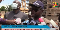 Francis Asenso-Boakye speaking at the project site after his tour