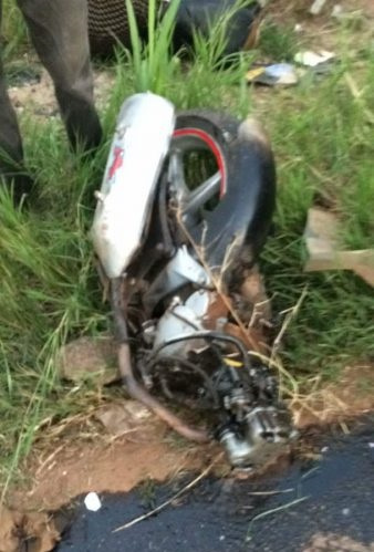 The motorbike somersaulted and landed in the bush