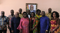 Officials of the Shippers Authority in a group photo with FDA boss Delese Mimi Darko(middle)