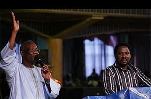 Former President Atta Mills with TB Joshua during the thanksgiving service in 2009