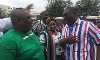 Koku Anyidoho (L) was welcomed to the NPP Conference by National Youth Organiser Sammy Awuku