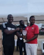 One of the winners being presented his award