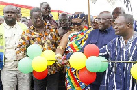 Bawumia (second right) inaugurates a road with Amoako Atta (second left) and others