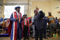 President Akufo-Addo with Rev. Prof. Fr. Anthony Afful-Broni, new Vice Chancellor of UEW