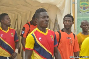 Hearts striker Selasi Adjei (middle)