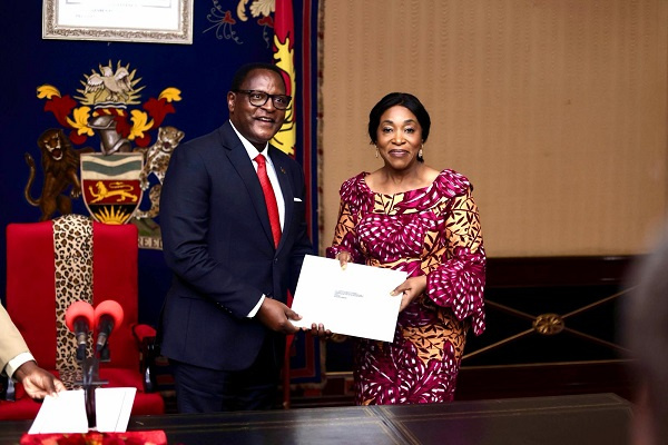 L-R: Lazarus Chakwera(President of Malawi) and Shirley Ayorkor Botchwey (Foreign Affairs Minister)