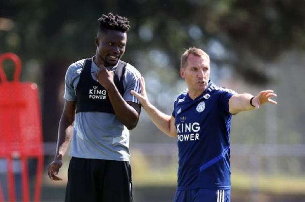 Leicester City defender, Daniel Amartey and Brendan Rogers