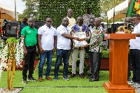 Alex Kofi Annin General manager of Newmont Africa Ahafo Mine receiving a citation