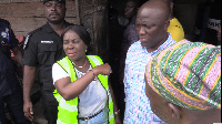 The minister and the AMA boss interacting with persons at the James Town slaughter house