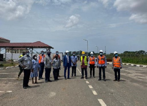 Some members of the Ghana Institution of Surveyors (GhIS) at the Ga East Municipal Hospital site