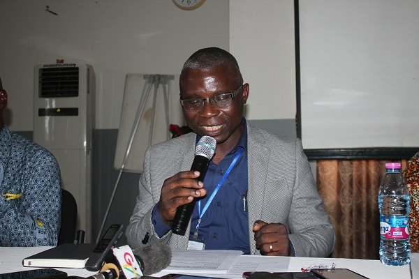 The Regional Director of Health Service, Dr. Winfred Ofosu addressing the Media.