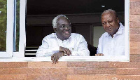 Professor Kwamena Ahwoi,  Executive Member of the Centre for Democratic Transitions (L) with Mahama