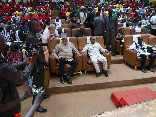 President Rawlings and Culture, Arts and Tourism Minister Tahirou Barry at a youth symposium