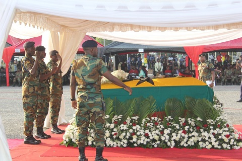 Military personnel bidding final farewell to their comrade, late Major Maxwell Mahama