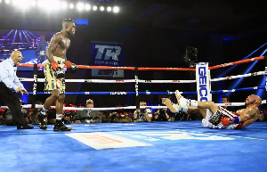 Commey dropped Ray Beltran four times before the fight was stopped in round eight