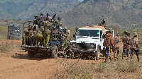 Security personnel on patrol in Turkana, Kenya after a past attack by Toposa militia of South Sudan