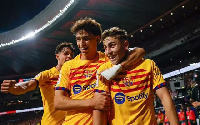 Barcelona players jubilate after a massive win