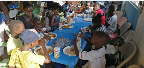 Children enjoying their meal