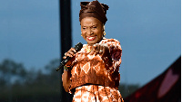 Angélique Kidjo pictured during a 2021 performance in Paris