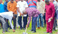 During the groundbreaking ceremony for a new artificial football pitch