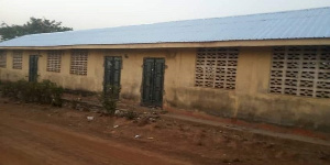 A school building destroyed by the rainstorm