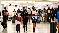 Shot of travellers for one airport