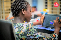 A child using a tablet