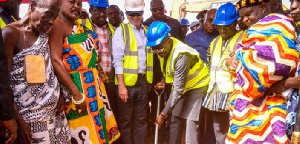 Vice-President Dr Mahamudu Bawumia cutting sod for the Benchema Junction-Adjoafua road