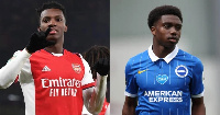 Arsenal striker Eddie Nketiah  and Brighton’s Tariq Lamptey