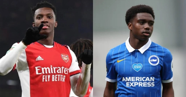 Arsenal striker Eddie Nketiah  and Brighton’s Tariq Lamptey