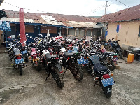 Photo of the impounded motorbikes