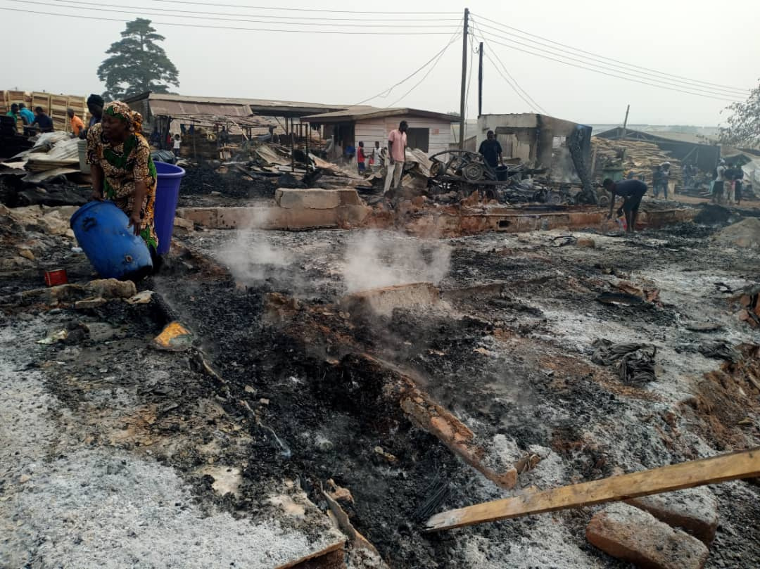 Photo of the ruins following the fire outbreak