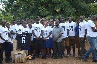 Afriyie Acquah with some of the students