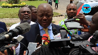 Lead Counsel for Koku Anyidoho, Victor Adawudu addressing the press