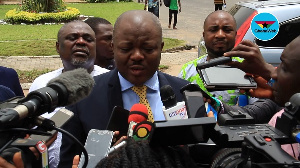 Lead Counsel for Koku Anyidoho, Victor Adawudu addressing the press