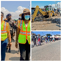 The Mayor of Accra cleaning  Agbogbloshie market with her team