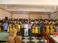 The students in a group photo with the MP, Hon. George Mireku Duker