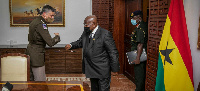 Army General Stephen Townsend exchanging pleasantries with President Nana Akufo-Addo