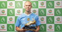 Erling Haaland with his Golden Boot award