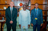 Alban Bagbin sandwiched by Saul Lehrfreund and Francis-Xavier Sosu