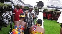 Mr Alban Kingsford Sumana Bagbin with some adowa dancers