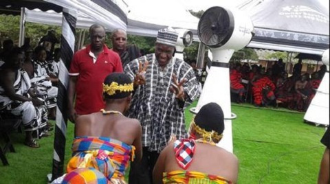 Mr Alban Kingsford Sumana Bagbin with some adowa dancers