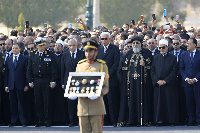 rand Imam of Al-Azhar Ahmed al-Tayeb (2nd R) and Egypt's Pope Tawadros II (3rd R) and Palestinian Fo