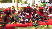 The aggrieved youth addressing the press during the protest