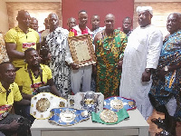 Alhassan Okine in a group picture with Ga Manste and member of the Traditional Council