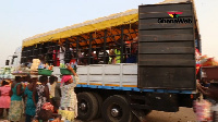 Many prospective voters heading to Kumasi joined cargo cars to go and cast their ballot