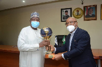 Dr. Eke Agbai presented the award to Prof. Danbatta at the Commission's Headquarters, Abuja